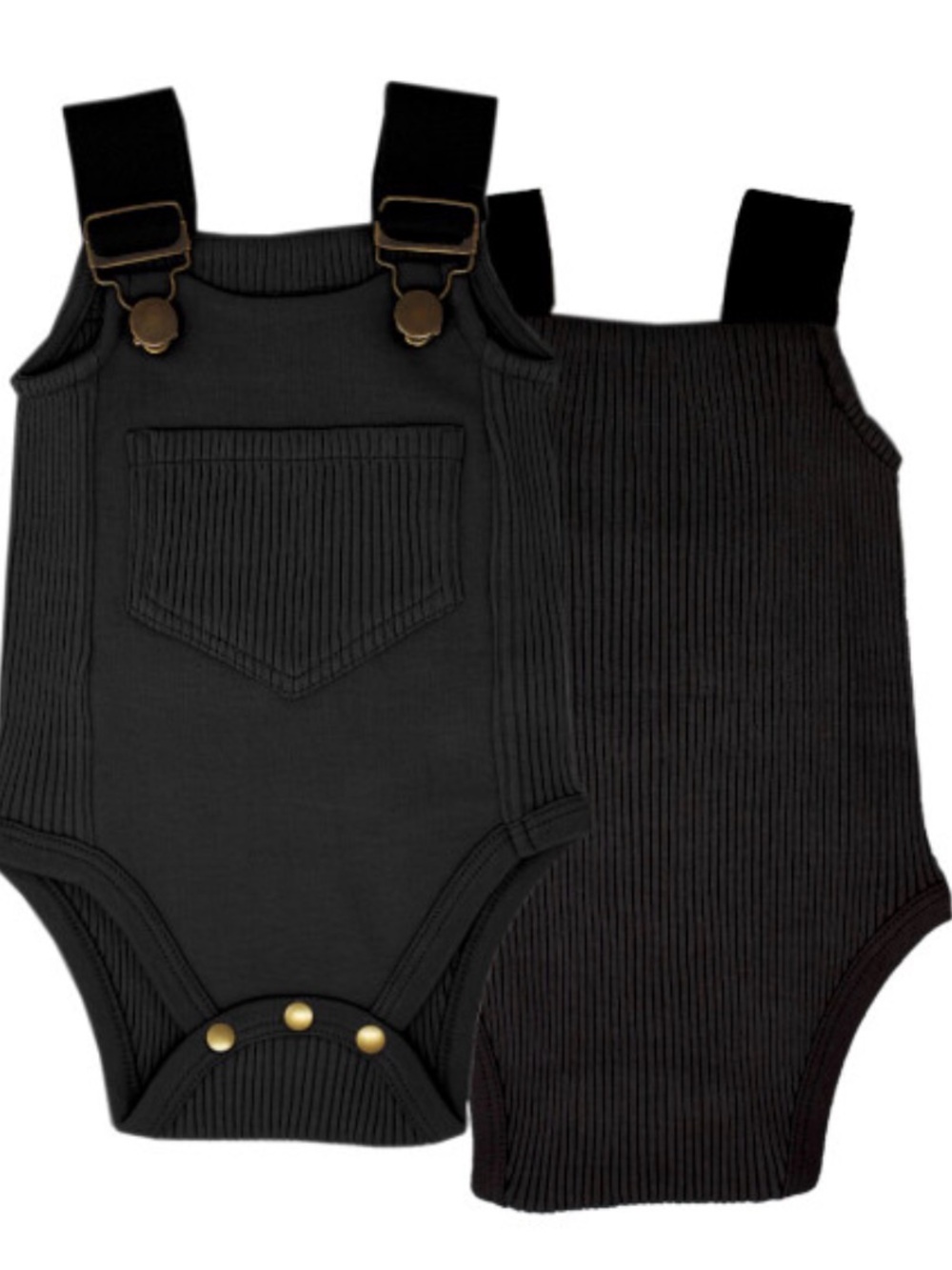 6-9m NWT L'ovedbaby Organic Ribbed Overall Bodysuit - Black